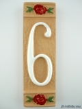 Numero civico ceramica con fiore rosso nfr6